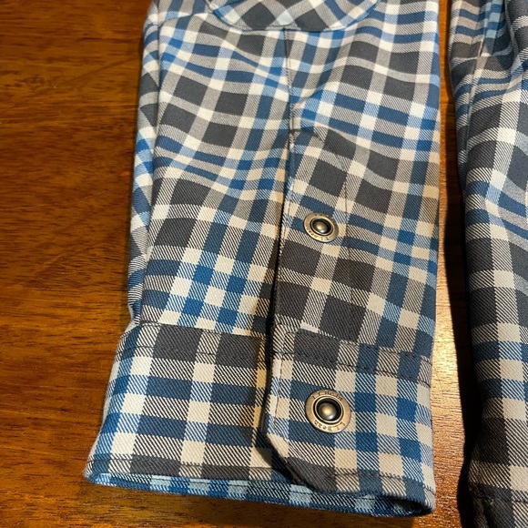 small Mens L.L. Bean Lattice Button Outdoor Softshelf Plaid Jacket. Blue - Picture 5 of 10